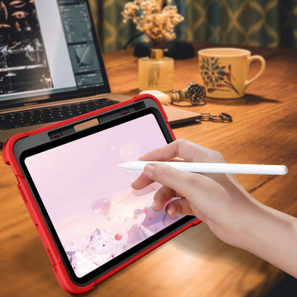 For iPad 10.9 (2022) Tablet Cover Armor Defender Silicone + PC Kickstand Case with Pencil Holder