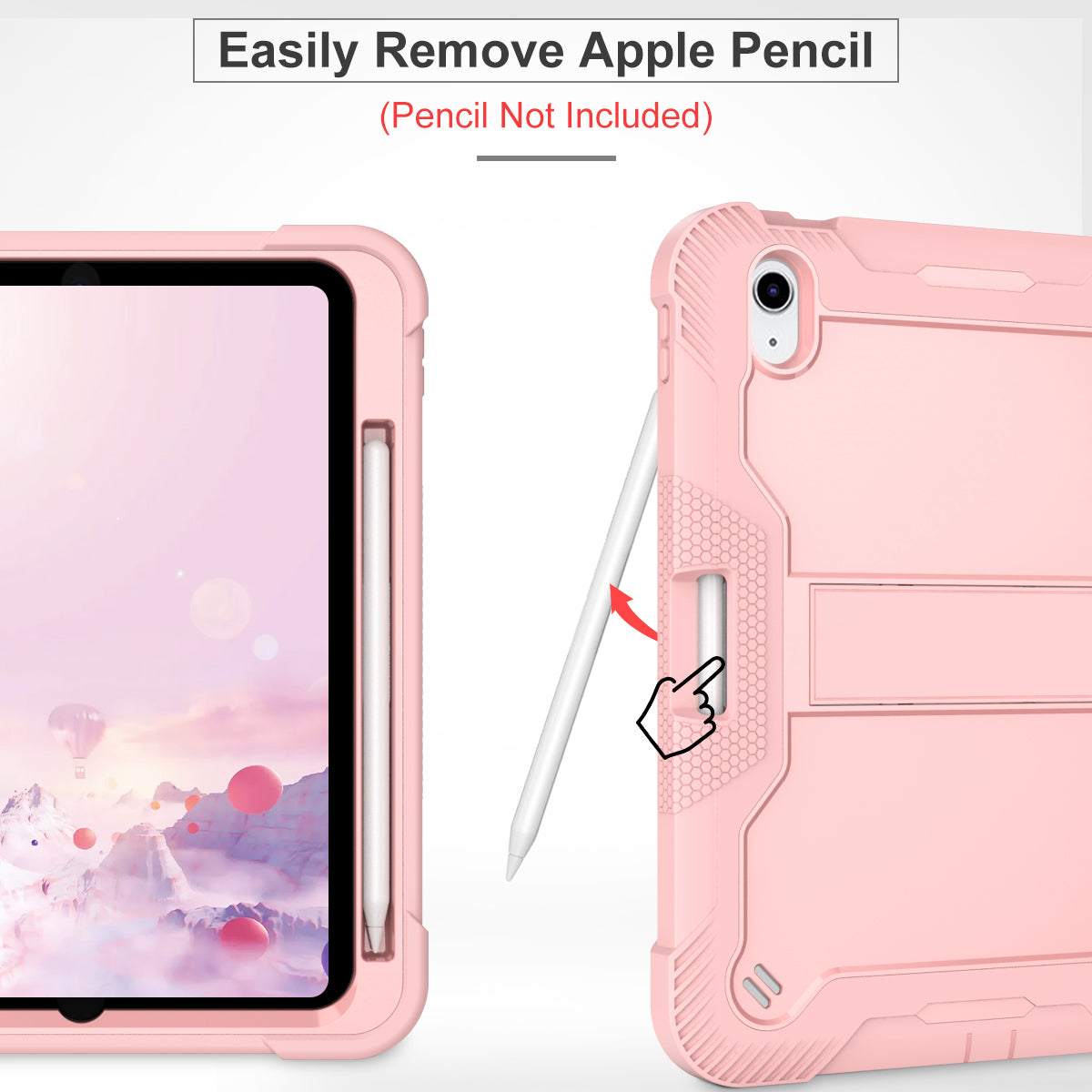 For iPad 10.9 (2022) Tablet Cover Armor Defender Silicone + PC Kickstand Case with Pencil Holder