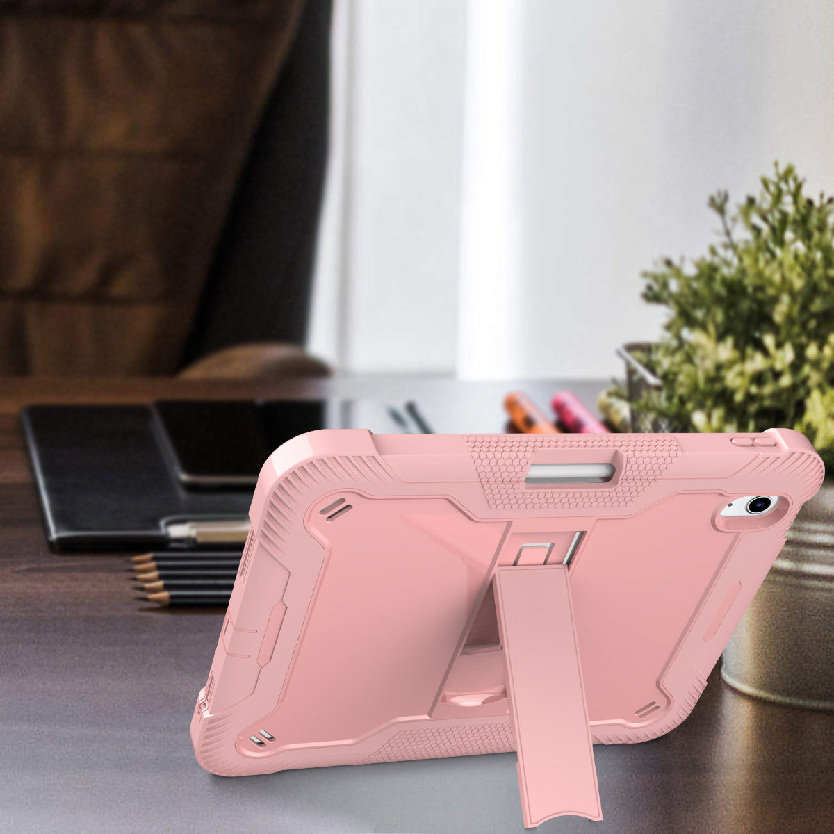 For iPad 10.9 (2022) Tablet Cover Armor Defender Silicone + PC Kickstand Case with Pencil Holder