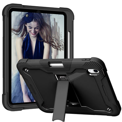 For iPad 10.9 (2022) Tablet Cover Armor Defender Silicone + PC Kickstand Case with Pencil Holder