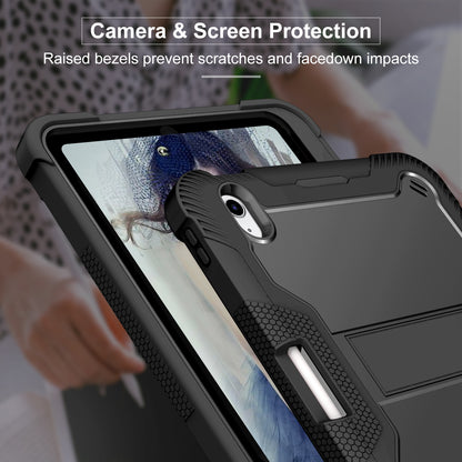 For iPad 10.9 (2022) Tablet Cover Armor Defender Silicone + PC Kickstand Case with Pencil Holder