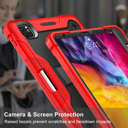 Tablet Case for iPad Pro 11 (2018) / (2020) / (2021) / (2022) / iPad Air (2020) / (2022) , Silicone + PC Kickstand Cover with Pencil Holder