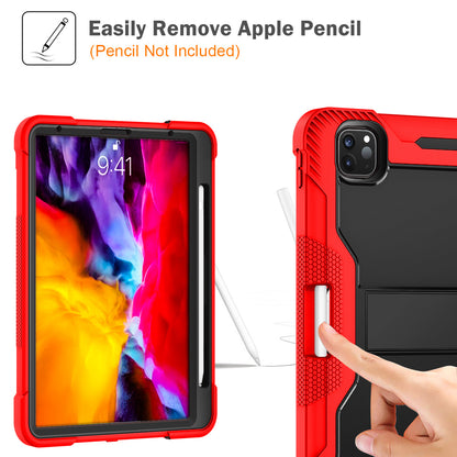 Tablet Case for iPad Pro 11 (2018) / (2020) / (2021) / (2022) / iPad Air (2020) / (2022) , Silicone + PC Kickstand Cover with Pencil Holder