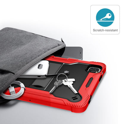 Tablet Case for iPad Pro 11 (2018) / (2020) / (2021) / (2022) / iPad Air (2020) / (2022) , Silicone + PC Kickstand Cover with Pencil Holder