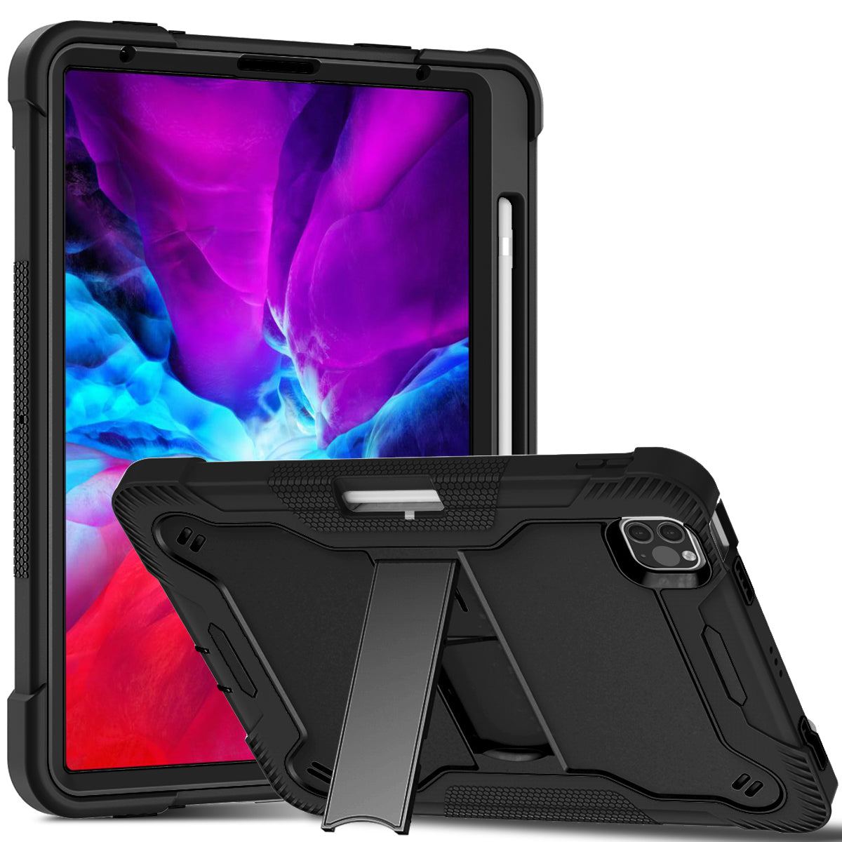 Tablet Case for iPad Pro 11 (2018) / (2020) / (2021) / (2022) / iPad Air (2020) / (2022) , Silicone + PC Kickstand Cover with Pencil Holder