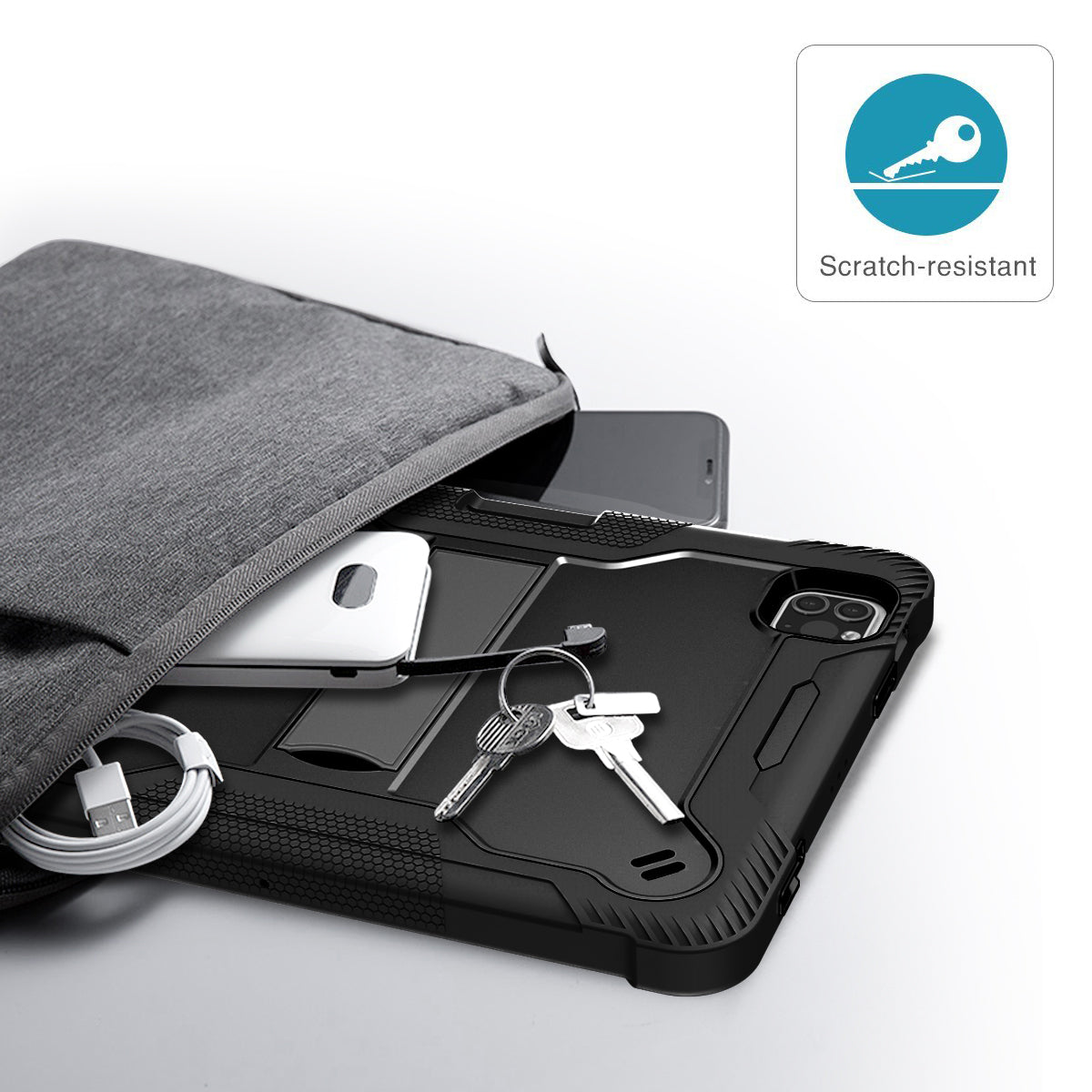 Tablet Case for iPad Pro 11 (2018) / (2020) / (2021) / (2022) / iPad Air (2020) / (2022) , Silicone + PC Kickstand Cover with Pencil Holder