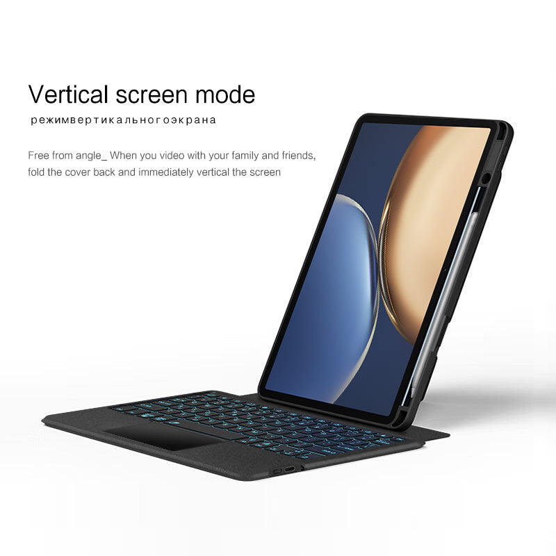 For Honor Tablet V7 Pro PU Leather Stand Tablet Case with Wireless Detachable Backlit Keyboard