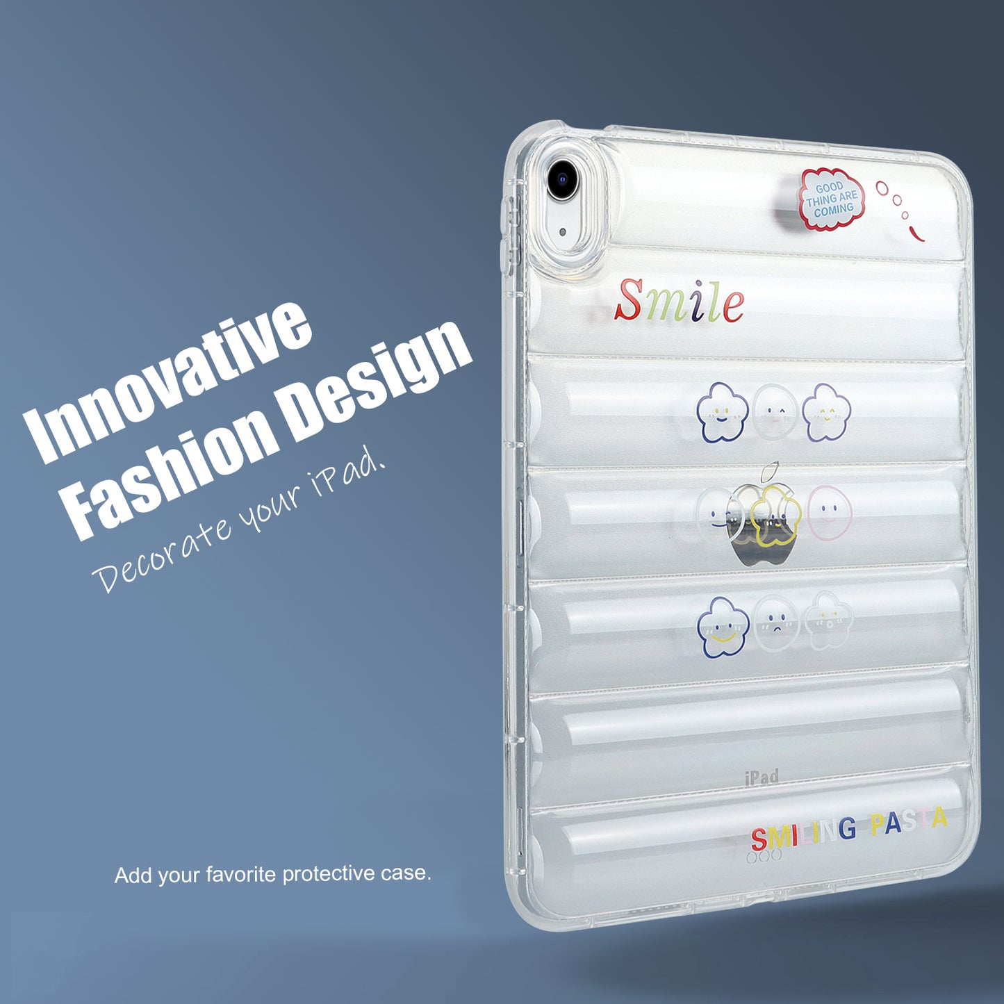For iPad 10.9 (2022) Soft TPU Pattern Tablet Case Down Jacket Design Air Cushion Shockproof Cover