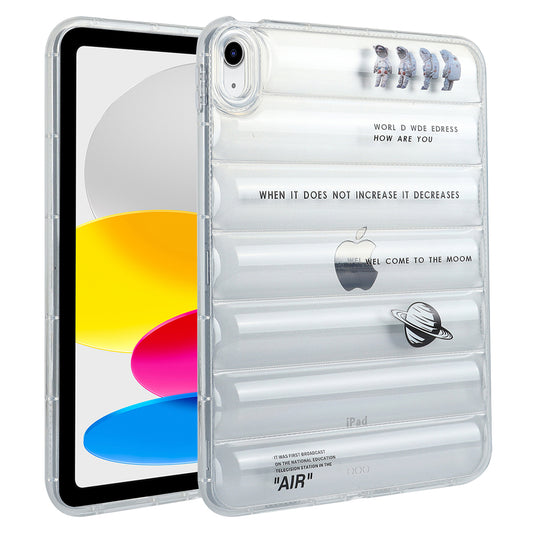 For iPad 10.9 (2022) Soft TPU Pattern Tablet Case Down Jacket Design Air Cushion Shockproof Cover
