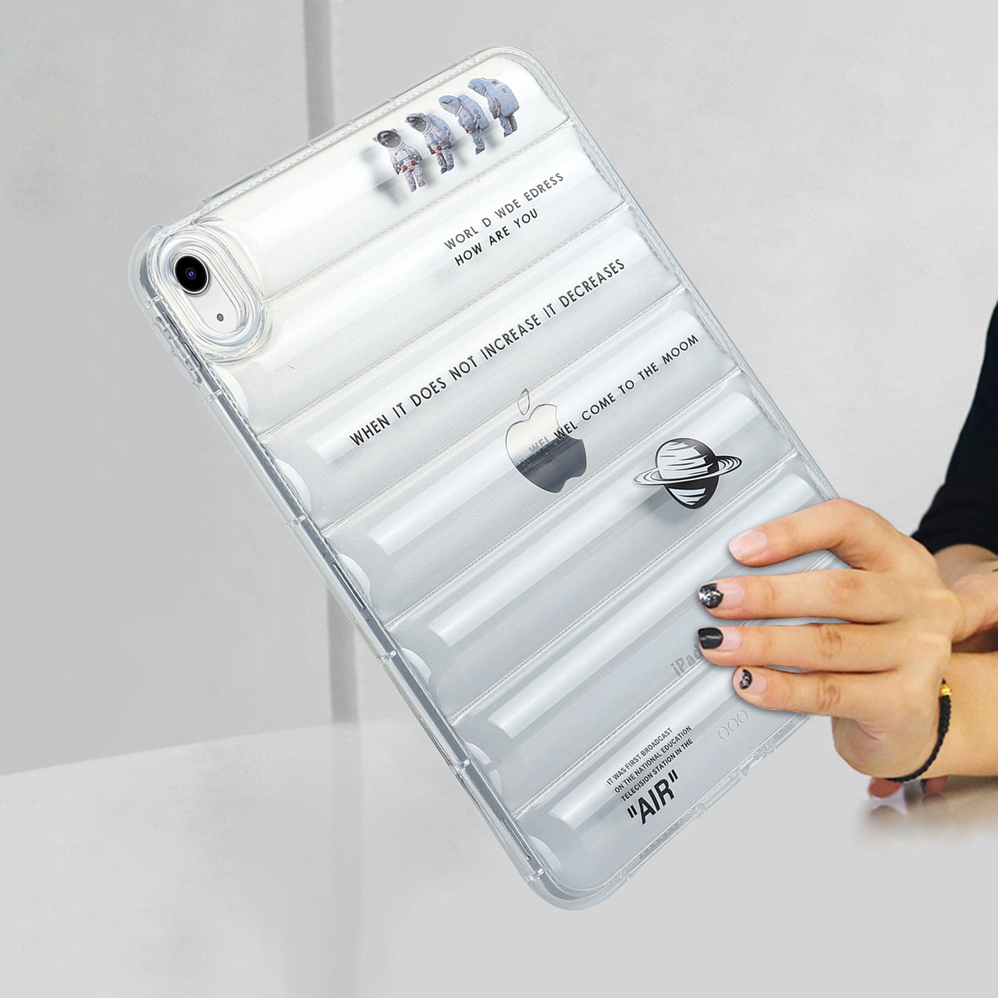 For iPad 10.9 (2022) Soft TPU Pattern Tablet Case Down Jacket Design Air Cushion Shockproof Cover