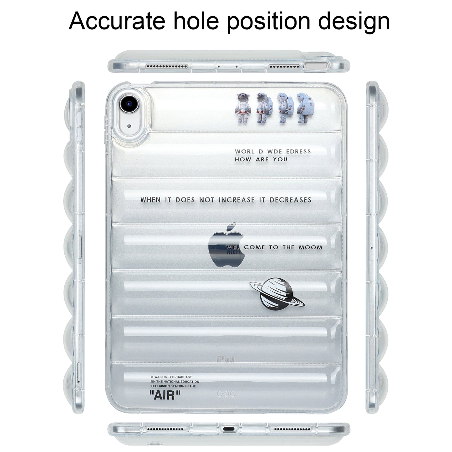 For iPad 10.9 (2022) Soft TPU Pattern Tablet Case Down Jacket Design Air Cushion Shockproof Cover