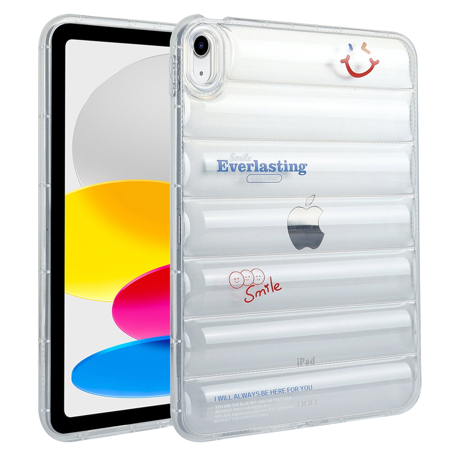 For iPad 10.9 (2022) Soft TPU Pattern Tablet Case Down Jacket Design Air Cushion Shockproof Cover