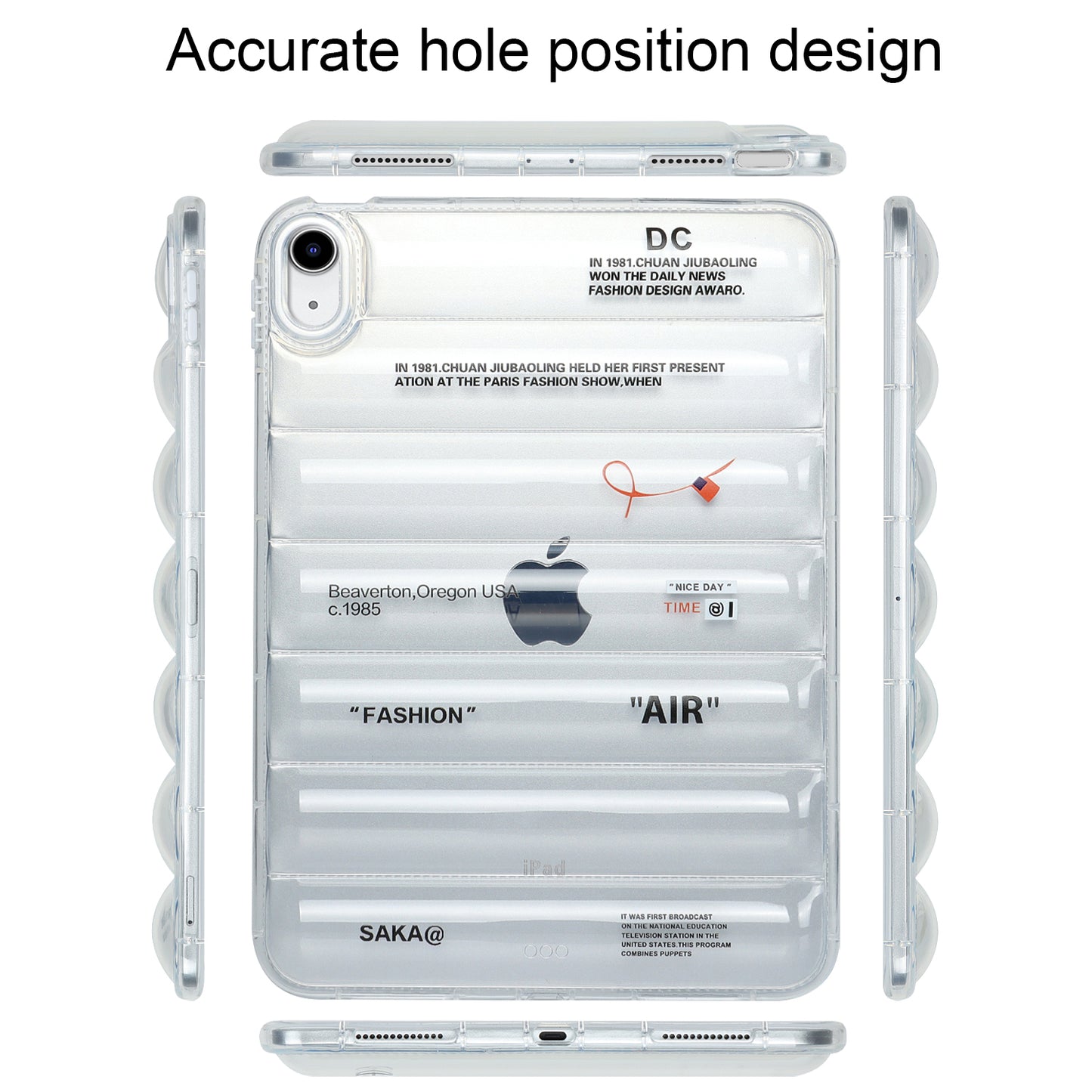 For iPad 10.9 (2022) Soft TPU Pattern Tablet Case Down Jacket Design Air Cushion Shockproof Cover