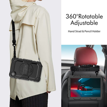 For Lenovo Tab M8 Gen 4 TB300XU Silicone+PC Tablet Case Hand Strap Kickstand Cover with Shoulder Strap PET Screen Film