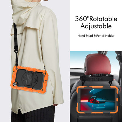 For Lenovo Tab M8 Gen 4 TB300XU Silicone+PC Tablet Case Hand Strap Kickstand Cover with Shoulder Strap PET Screen Film