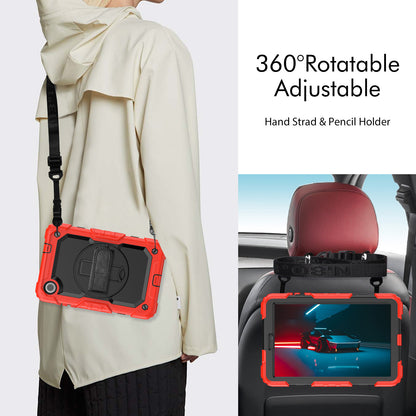 For Lenovo Tab M8 Gen 4 TB300XU Silicone+PC Tablet Case Hand Strap Kickstand Cover with Shoulder Strap PET Screen Film