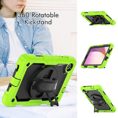 For Lenovo Tab M8 Gen 4 TB300XU Silicone+PC Tablet Case Hand Strap Kickstand Cover with Shoulder Strap PET Screen Film