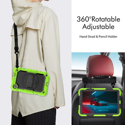 For Lenovo Tab M8 Gen 4 TB300XU Silicone+PC Tablet Case Hand Strap Kickstand Cover with Shoulder Strap PET Screen Film