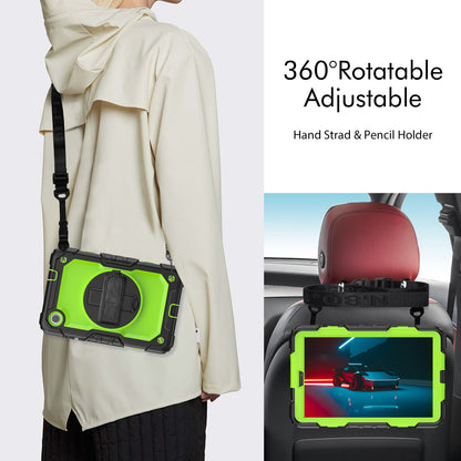 For Lenovo Tab M8 Gen 4 TB300XU Silicone+PC Tablet Case Hand Strap Kickstand Cover with Shoulder Strap PET Screen Film