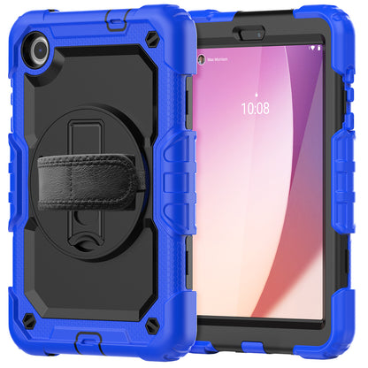 For Lenovo Tab M8 Gen 4 TB300XU Silicone+PC Tablet Case Hand Strap Kickstand Cover with Shoulder Strap PET Screen Film