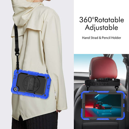 For Lenovo Tab M8 Gen 4 TB300XU Silicone+PC Tablet Case Hand Strap Kickstand Cover with Shoulder Strap PET Screen Film