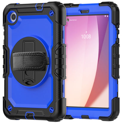 For Lenovo Tab M8 Gen 4 TB300XU Silicone+PC Tablet Case Hand Strap Kickstand Cover with Shoulder Strap PET Screen Film