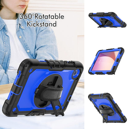 For Lenovo Tab M8 Gen 4 TB300XU Silicone+PC Tablet Case Hand Strap Kickstand Cover with Shoulder Strap PET Screen Film