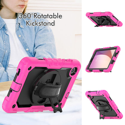 For Lenovo Tab M8 Gen 4 TB300XU Silicone+PC Tablet Case Hand Strap Kickstand Cover with Shoulder Strap PET Screen Film