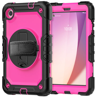 For Lenovo Tab M8 Gen 4 TB300XU Silicone+PC Tablet Case Hand Strap Kickstand Cover with Shoulder Strap PET Screen Film