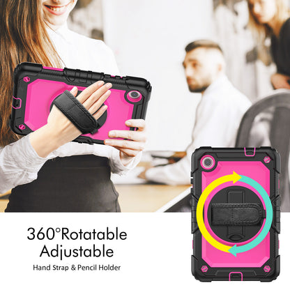 For Lenovo Tab M8 Gen 4 TB300XU Silicone+PC Tablet Case Hand Strap Kickstand Cover with Shoulder Strap PET Screen Film