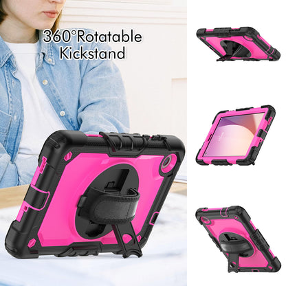 For Lenovo Tab M8 Gen 4 TB300XU Silicone+PC Tablet Case Hand Strap Kickstand Cover with Shoulder Strap PET Screen Film
