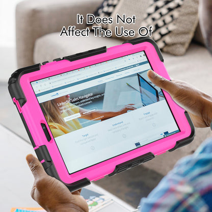 For Lenovo Tab M8 Gen 4 TB300XU Silicone+PC Tablet Case Hand Strap Kickstand Cover with Shoulder Strap PET Screen Film