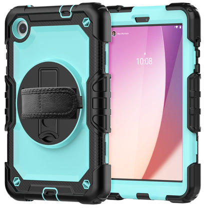 For Lenovo Tab M8 Gen 4 TB300XU Silicone+PC Tablet Case Hand Strap Kickstand Cover with Shoulder Strap PET Screen Film