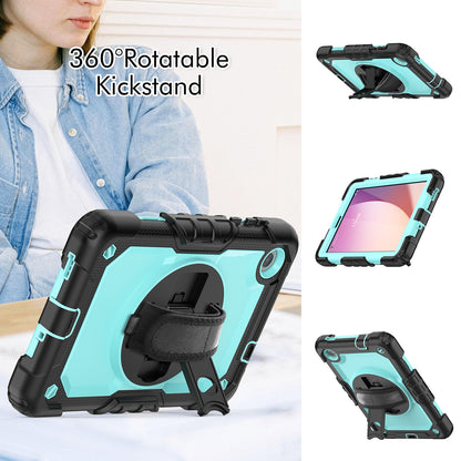 For Lenovo Tab M8 Gen 4 TB300XU Silicone+PC Tablet Case Hand Strap Kickstand Cover with Shoulder Strap PET Screen Film