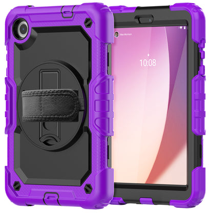 For Lenovo Tab M8 Gen 4 TB300XU Silicone+PC Tablet Case Hand Strap Kickstand Cover with Shoulder Strap PET Screen Film