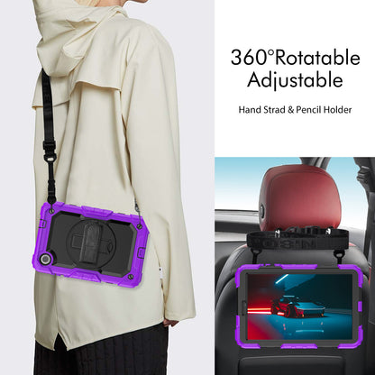 For Lenovo Tab M8 Gen 4 TB300XU Silicone+PC Tablet Case Hand Strap Kickstand Cover with Shoulder Strap PET Screen Film