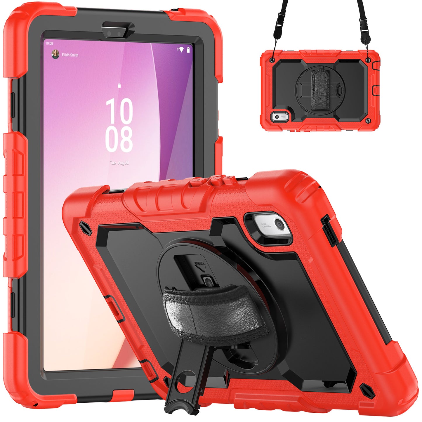 Kickstand Tablet Case for Lenovo Tab M9 / K9 9 TB310 2023 Hand Strap Silicone+PC Tablet Cover with Shoulder Strap PET Screen Film