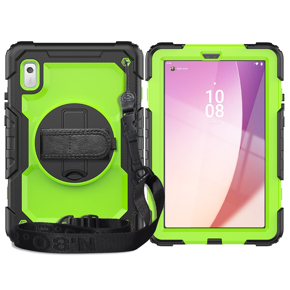 Kickstand Tablet Case for Lenovo Tab M9 / K9 9 TB310 2023 Hand Strap Silicone+PC Tablet Cover with Shoulder Strap PET Screen Film