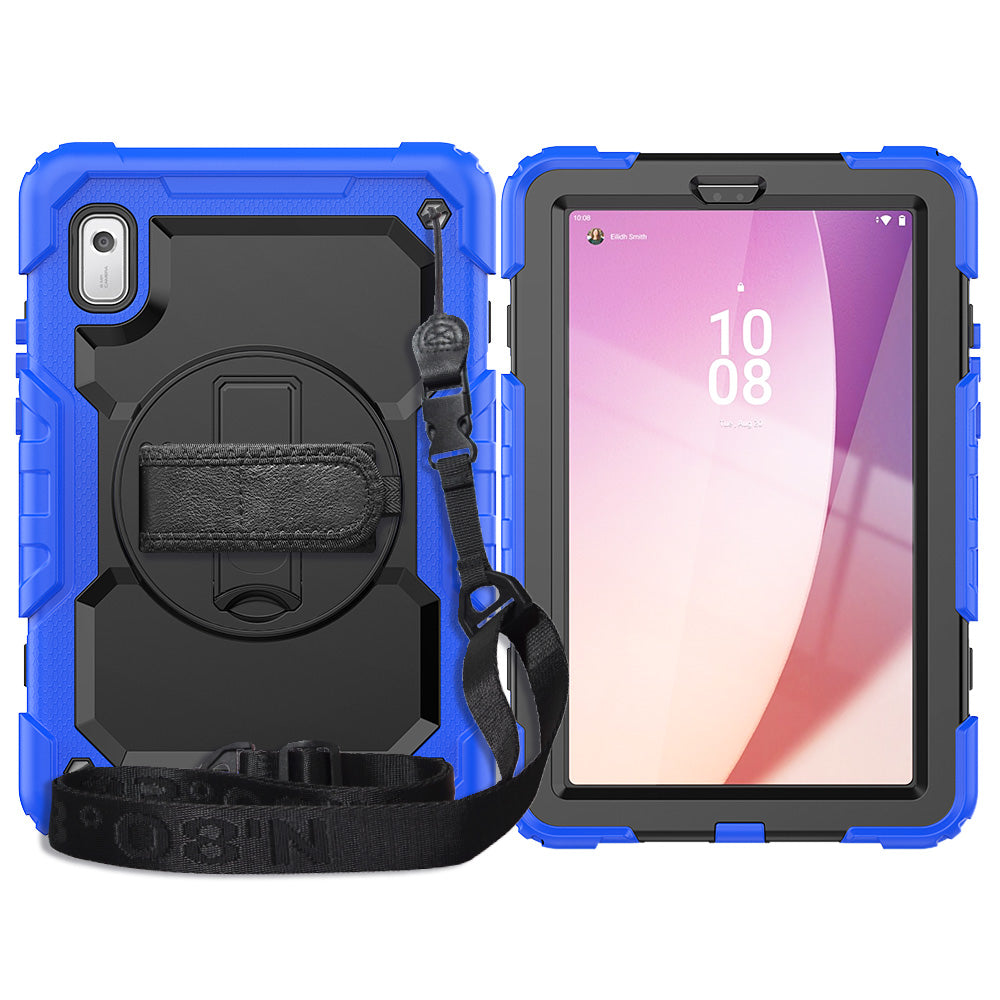 Kickstand Tablet Case for Lenovo Tab M9 / K9 9 TB310 2023 Hand Strap Silicone+PC Tablet Cover with Shoulder Strap PET Screen Film