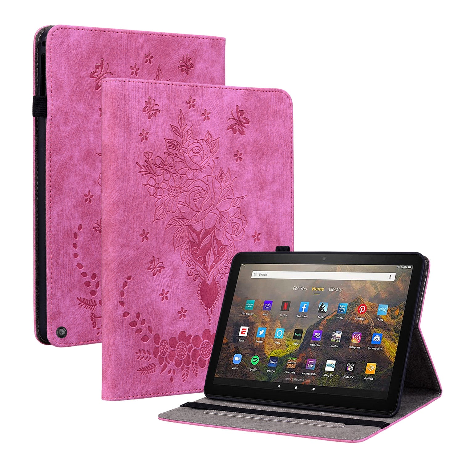 Tablet Cover for Amazon Fire HD 10 (2021) / HD 10 Plus (2021) Auto Wake / Sleep Imprinted PU Leather Stand Case