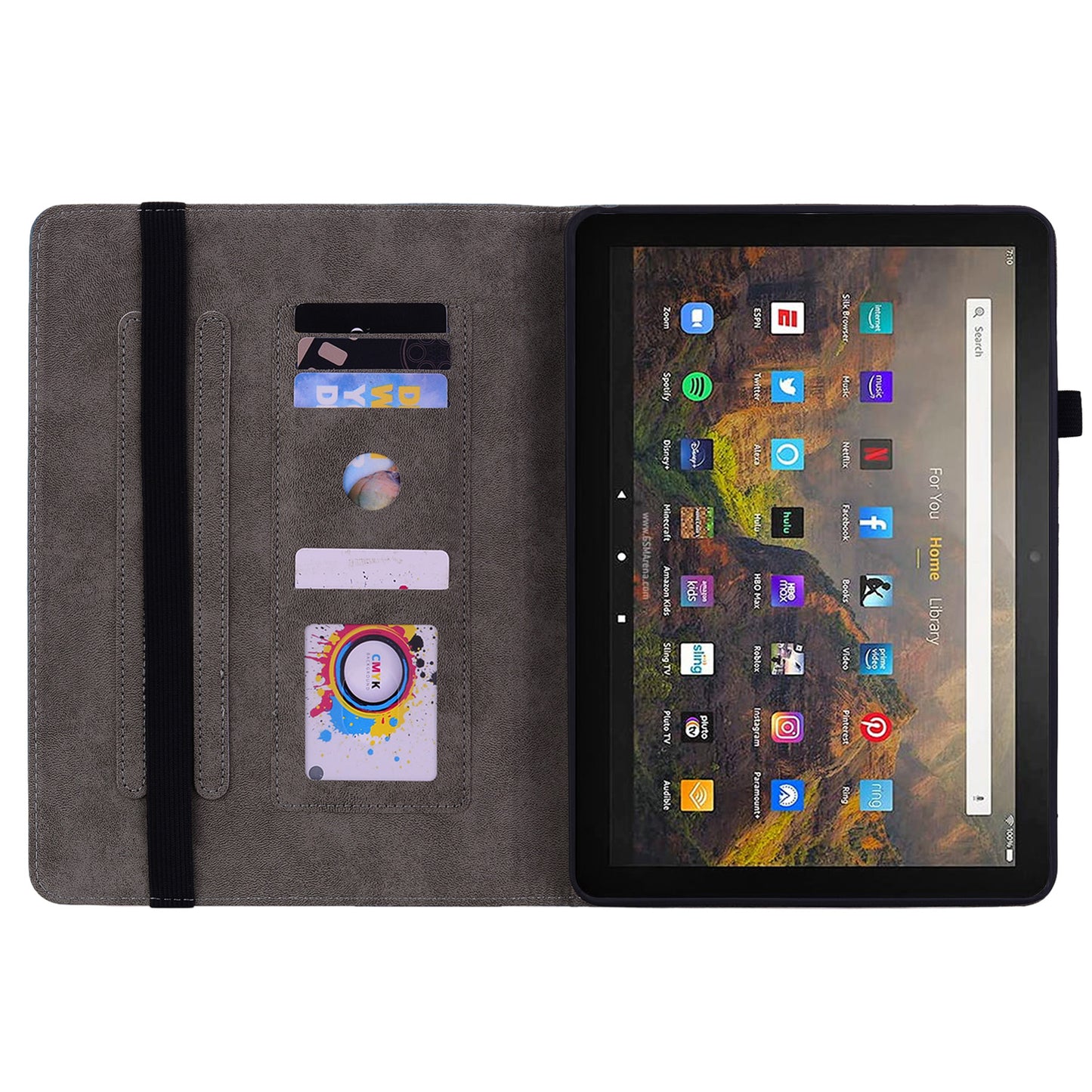 Tablet Cover for Amazon Fire HD 10 (2021) / HD 10 Plus (2021) Auto Wake / Sleep Imprinted PU Leather Stand Case