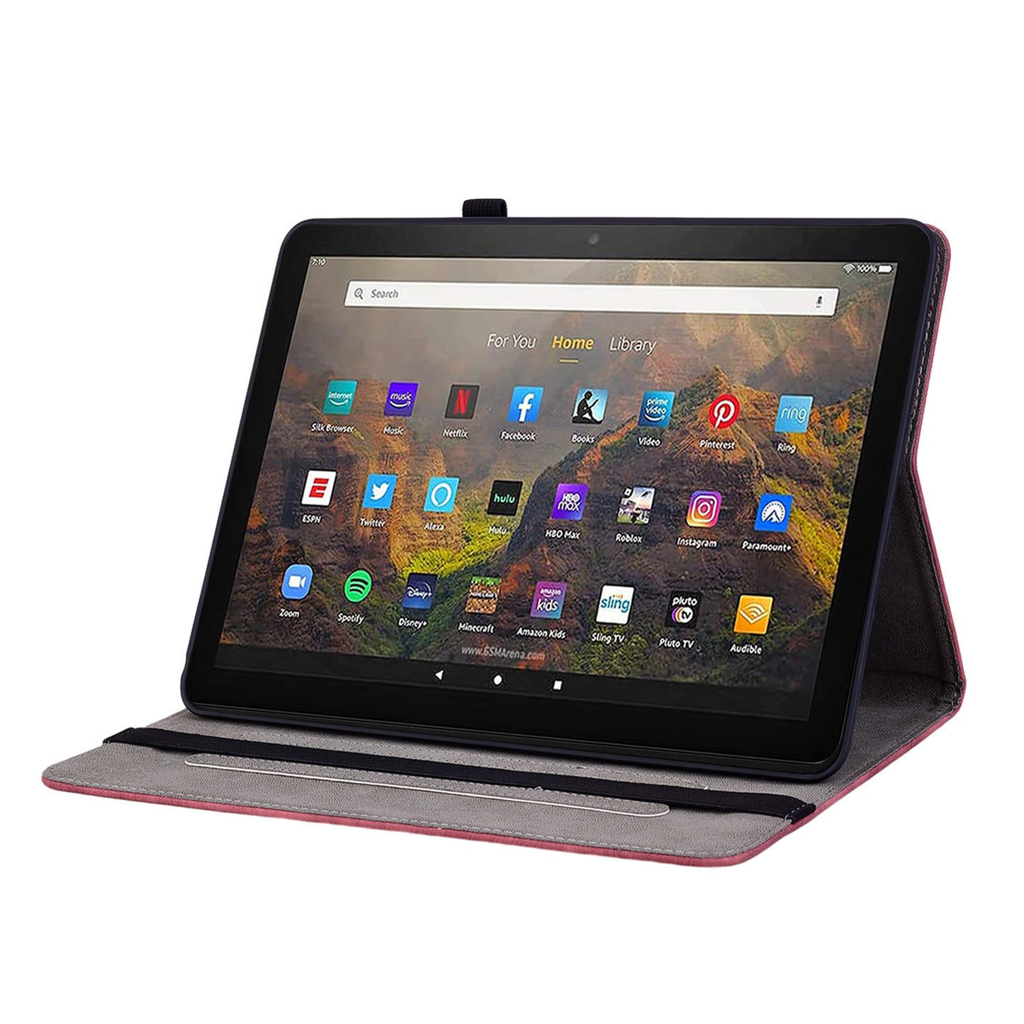 Tablet Cover for Amazon Fire HD 10 (2021) / HD 10 Plus (2021) Auto Wake / Sleep Imprinted PU Leather Stand Case