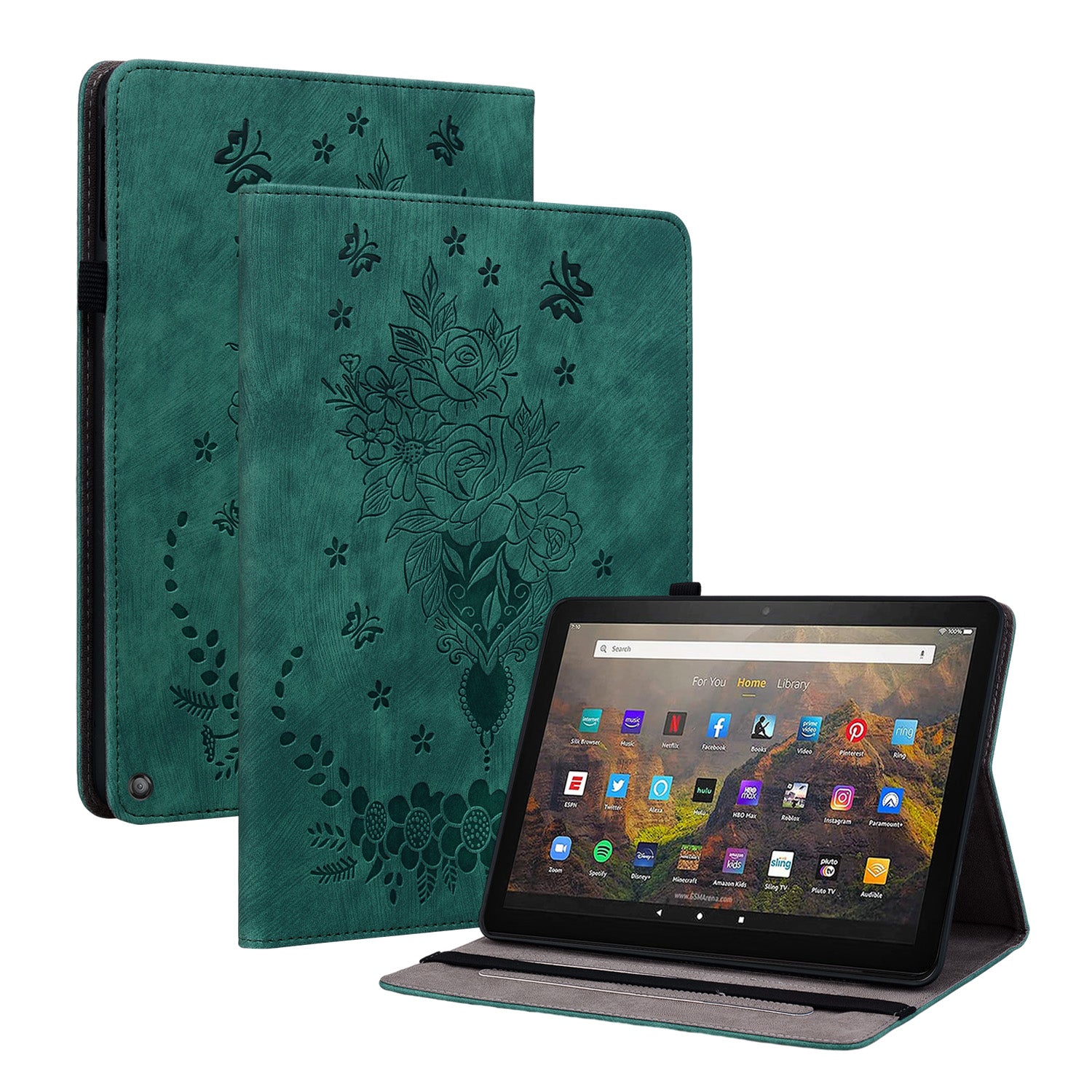 Tablet Cover for Amazon Fire HD 10 (2021) / HD 10 Plus (2021) Auto Wake / Sleep Imprinted PU Leather Stand Case