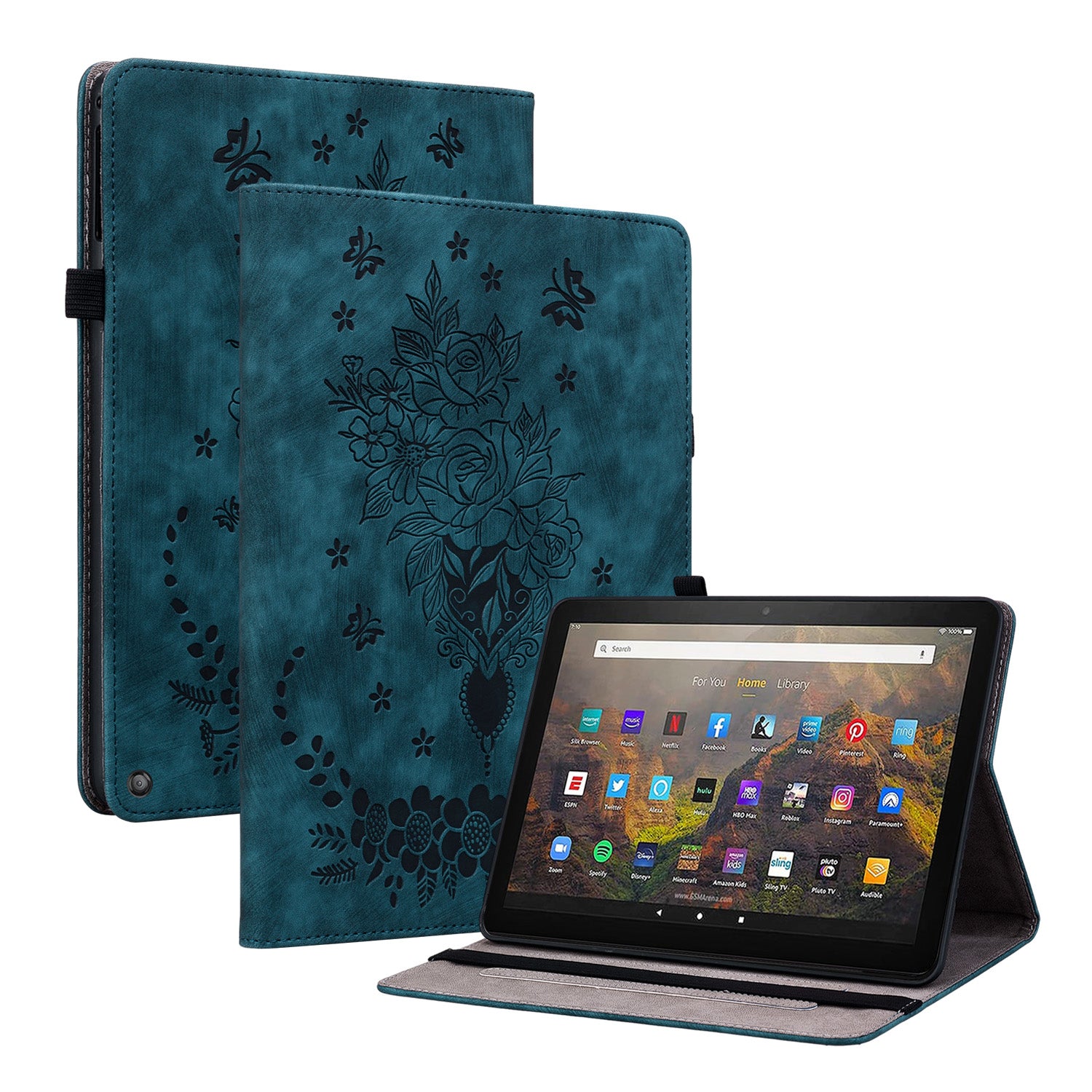 Tablet Cover for Amazon Fire HD 10 (2021) / HD 10 Plus (2021) Auto Wake / Sleep Imprinted PU Leather Stand Case