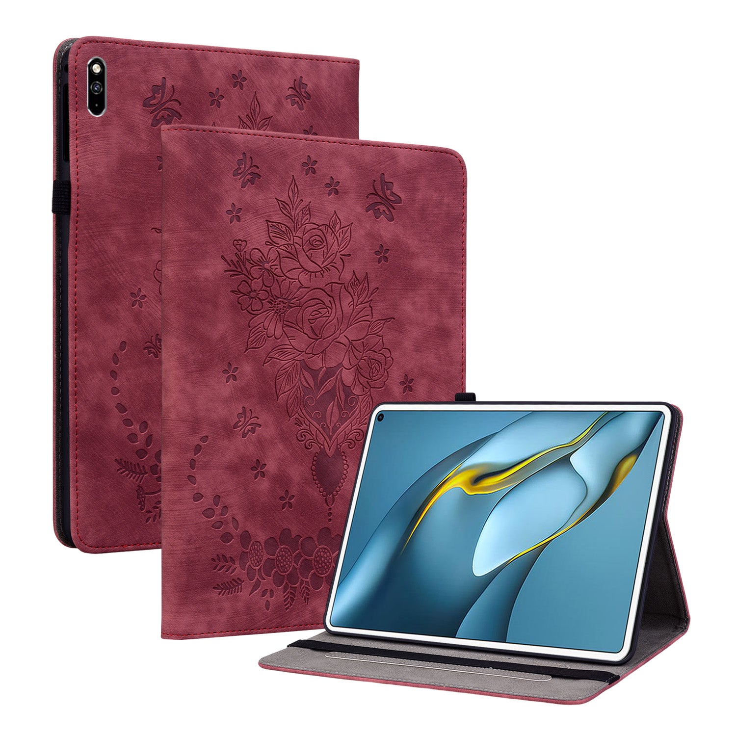 For Huawei MatePad Pro 10.8 (2021) Imprinted Stand PU Leather Tablet Cover Protective Case