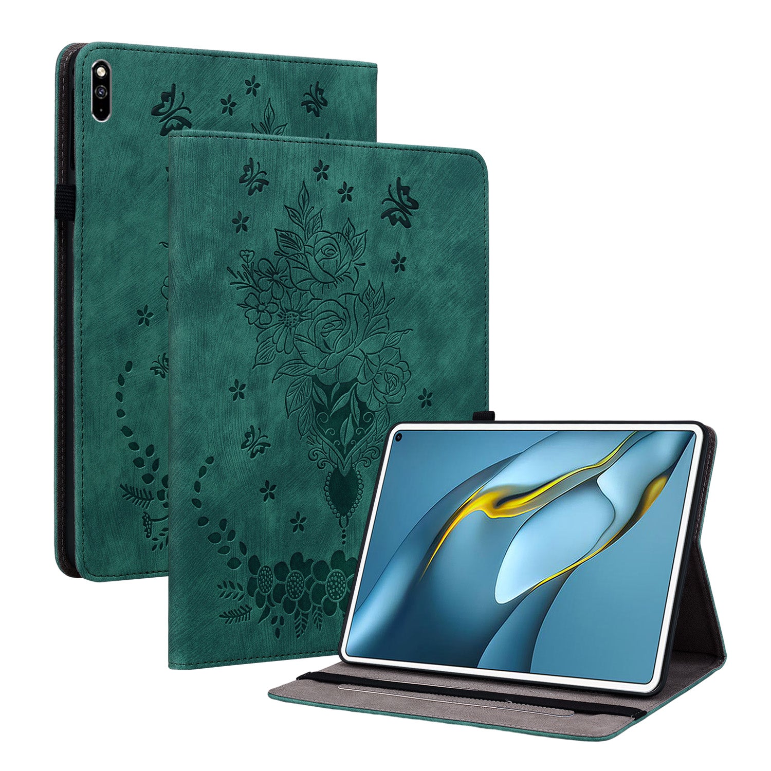 For Huawei MatePad Pro 10.8 (2021) Imprinted Stand PU Leather Tablet Cover Protective Case