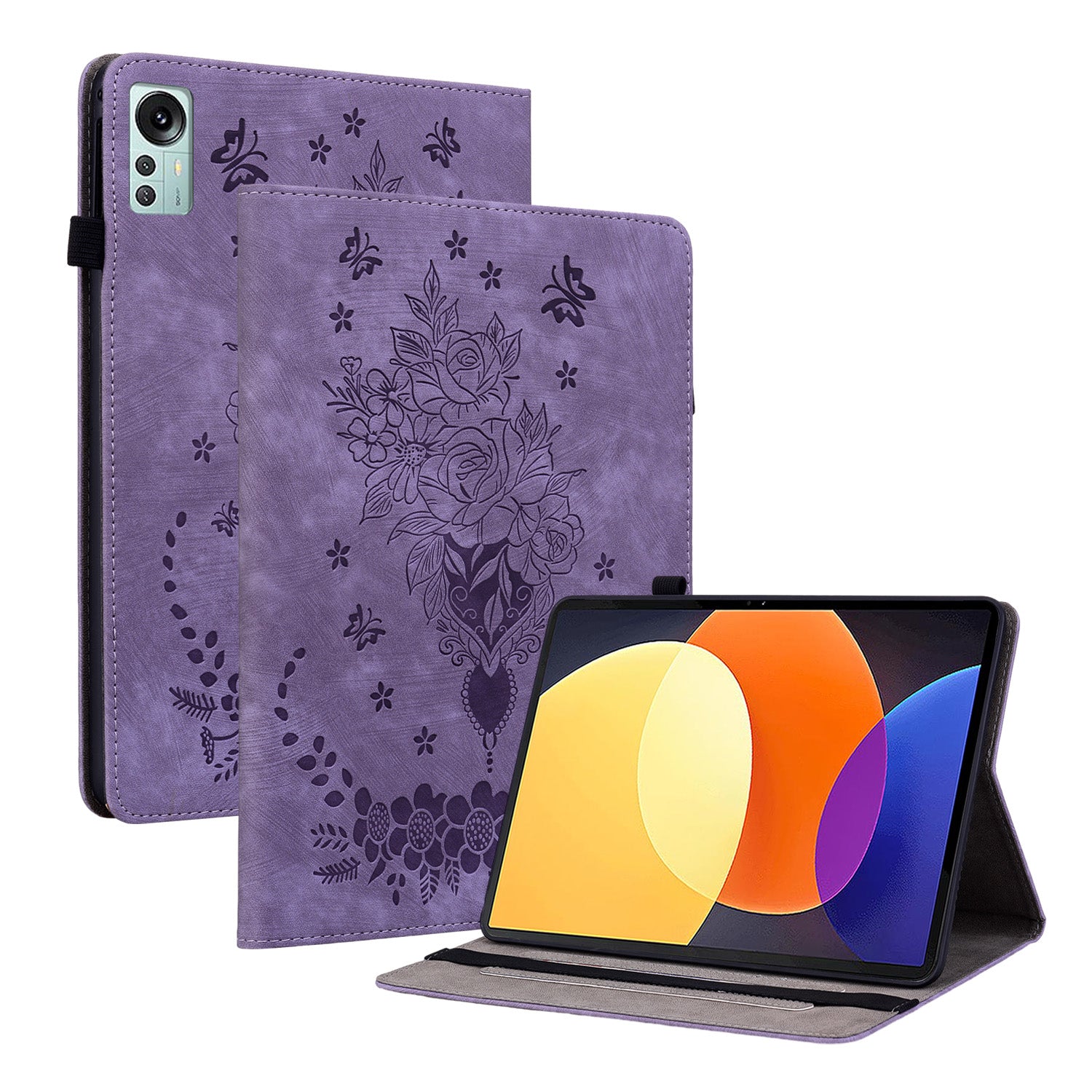 Tablet Stand Case for Xiaomi Pad 5 Pro 12.4 (2022) , Imprinted PU Leather Card Slots Tablet Cover