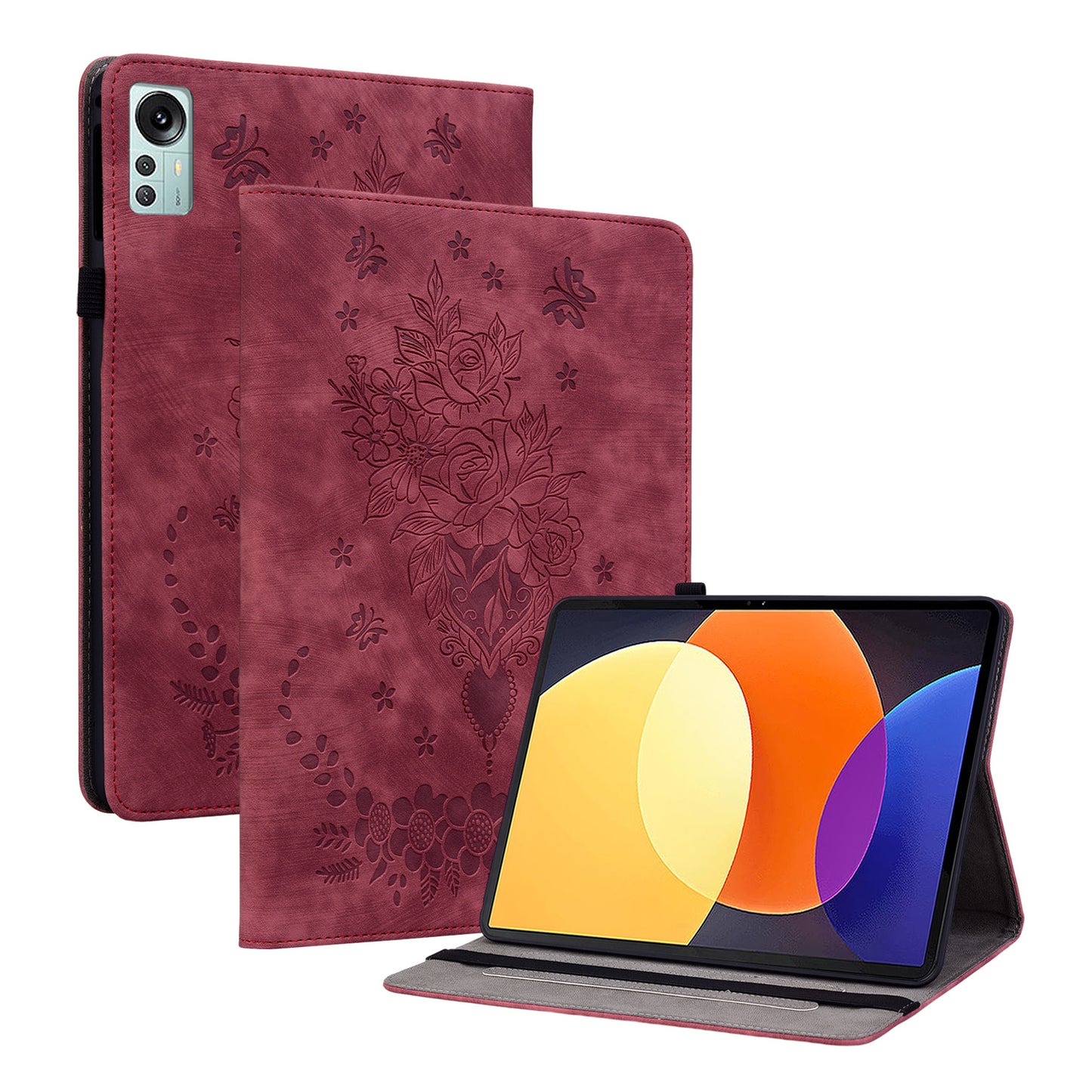 Tablet Stand Case for Xiaomi Pad 5 Pro 12.4 (2022) , Imprinted PU Leather Card Slots Tablet Cover