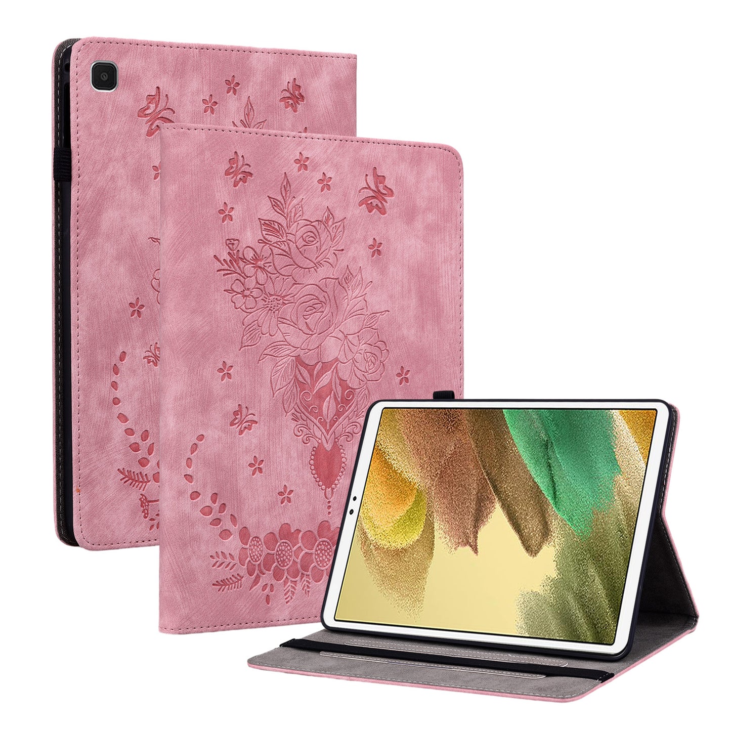 For Samsung Galaxy Tab A7 Lite 8.7-inch Imprinted PU Leather Foldable Stand Tablet Case with Pen Holder