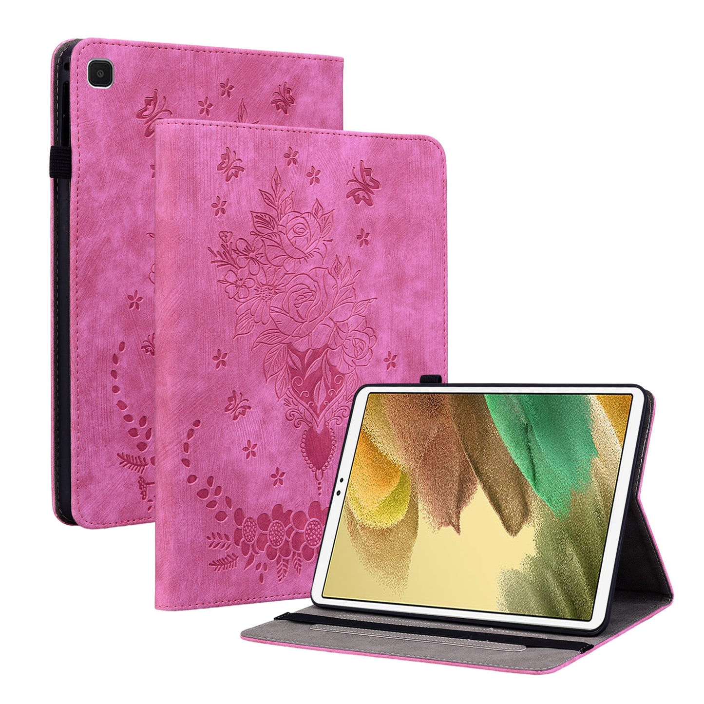 For Samsung Galaxy Tab A7 Lite 8.7-inch Imprinted PU Leather Foldable Stand Tablet Case with Pen Holder